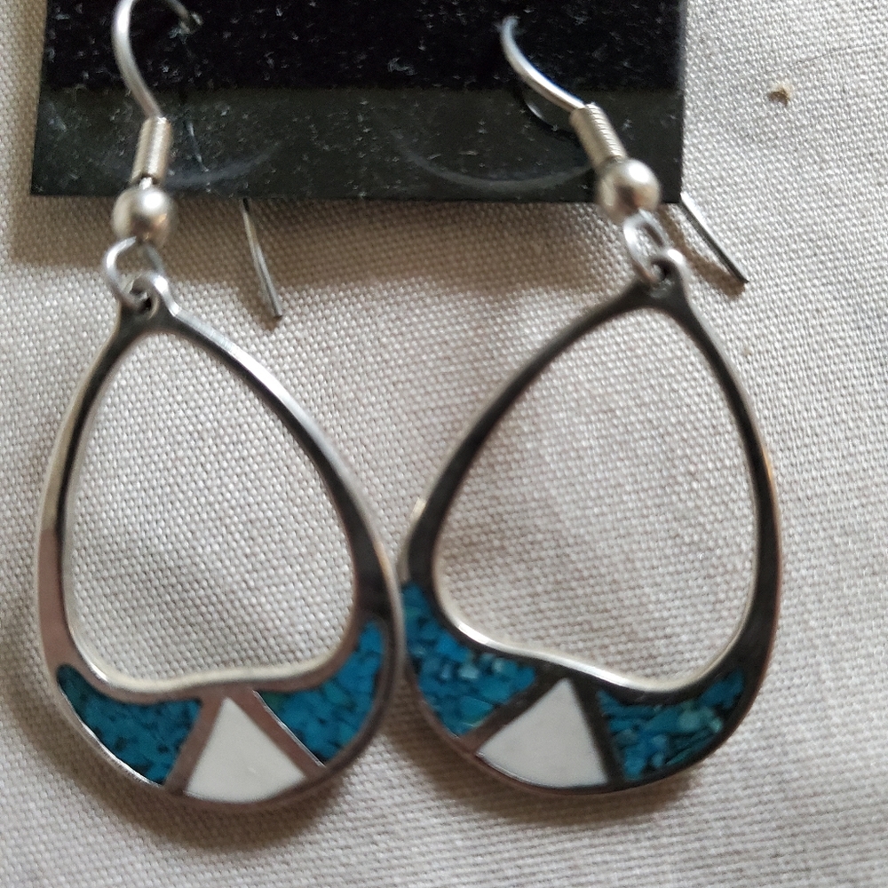 Teardrop genuine turquoise earrings
